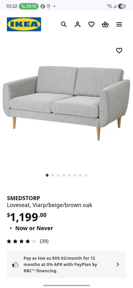 IKEA SMEDSTORP Loveseat, Viarp/beige/brown oak - photo 2