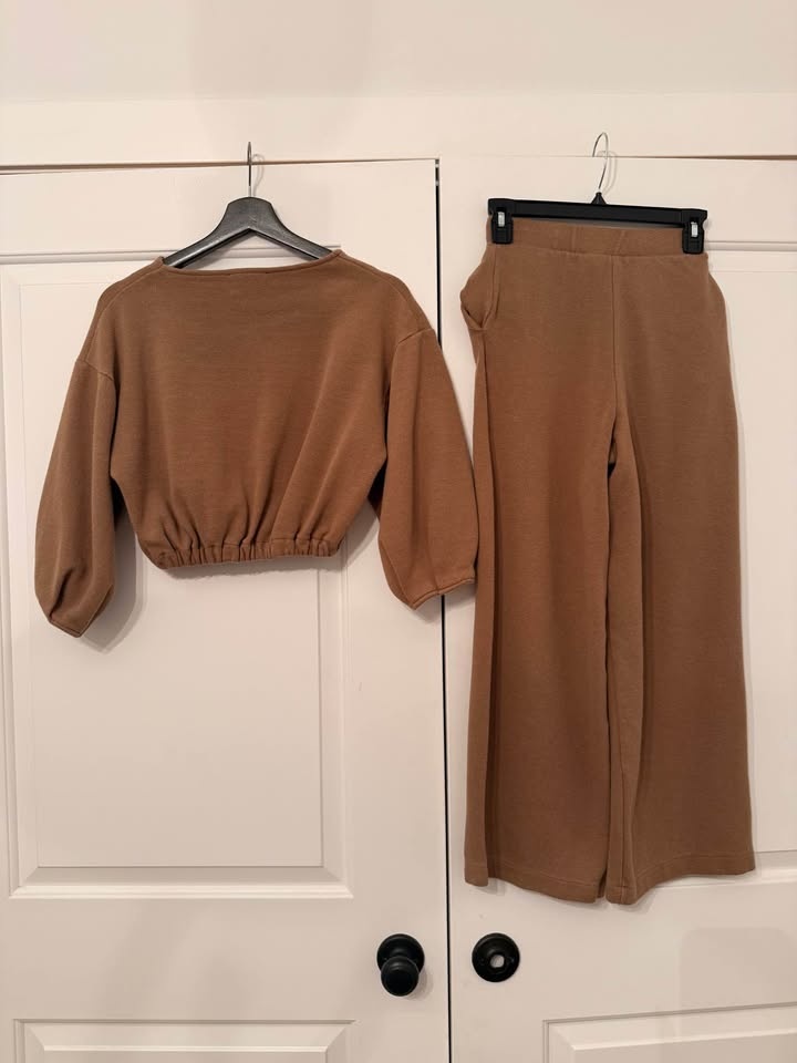 Mango Camel Lounge Set – Cropped Top + Pants (S/XS) - photo 2