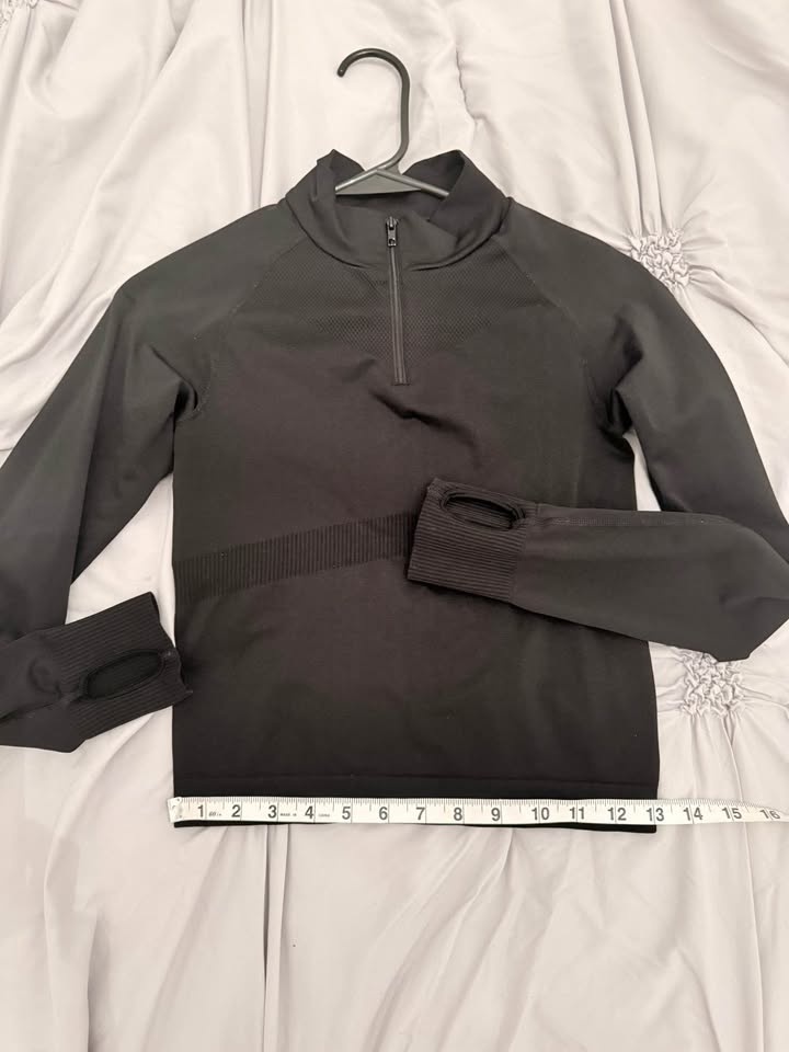 PINK Active Black Cropped Half-Zip Performance Top (XS/S) - photo 4