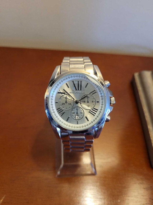 Women's Silver Watch with Chronograph Roman Dial