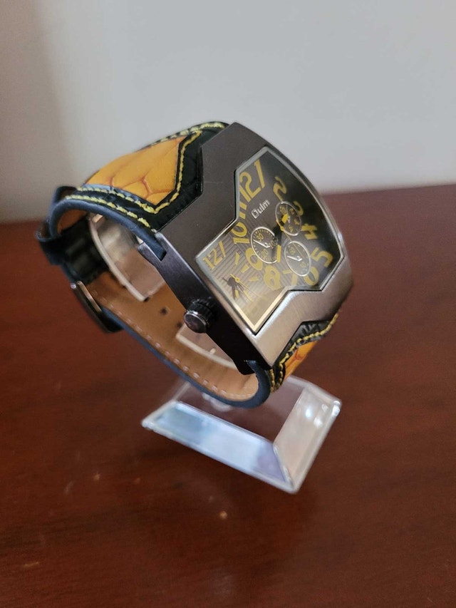 Brand New Oulm Black and Yellow Dual Time Men's Watch - photo 3