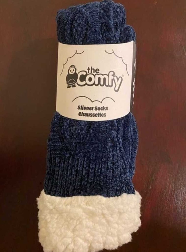 Women's Navy Blue The Comfy Indoor Slipper Socks