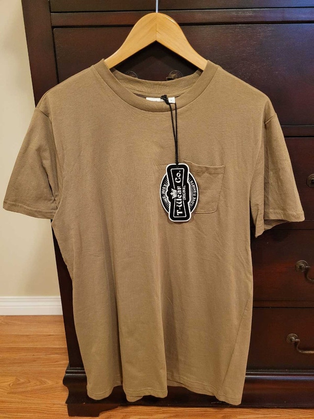 Brand New T-Wear Co Men's Large Tan T-Shirt With Tags