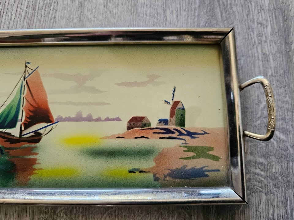 Vintage hand painted tray - photo 2