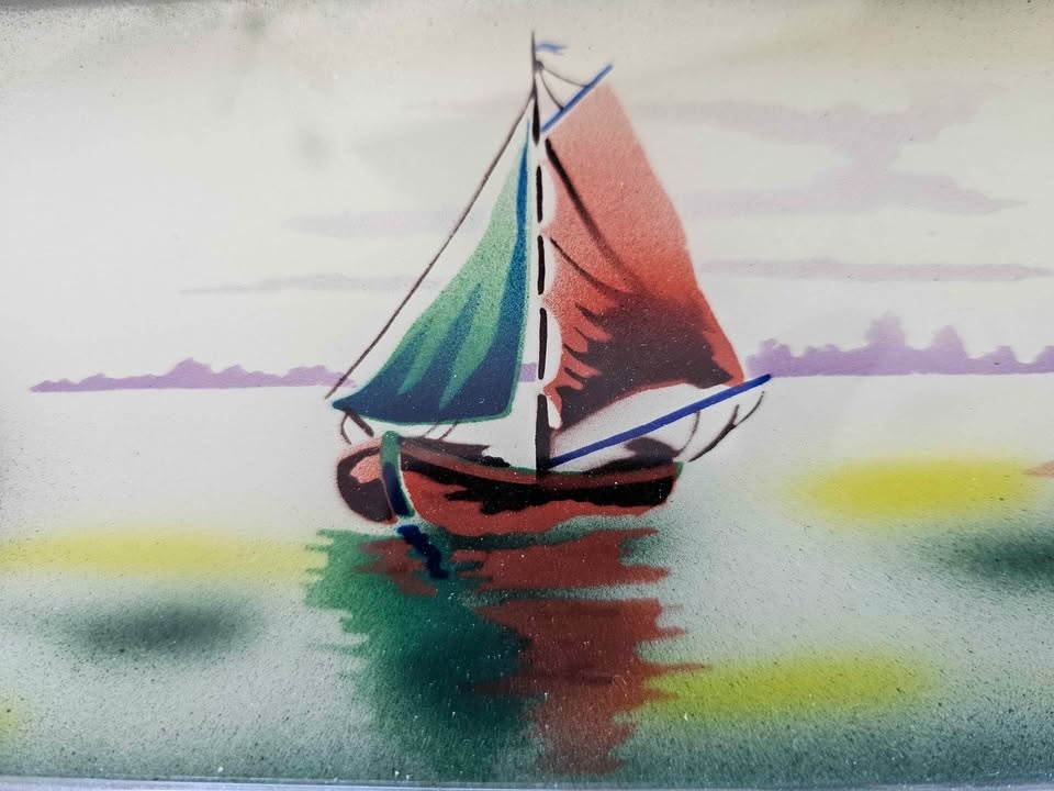 Vintage hand painted tray - photo 4