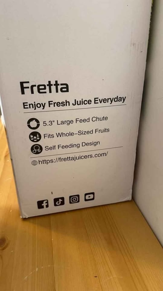 Fretta Cold Press Juicer Wide Feed Chute, New - photo 5