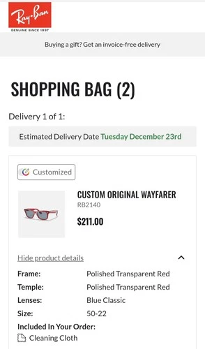 Ray Ban Classic Wayfarer RB 2140 Transparent Red/Blue - photo 2