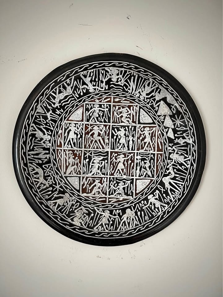 Antique Egyptian Silver over Copper Wall Tray