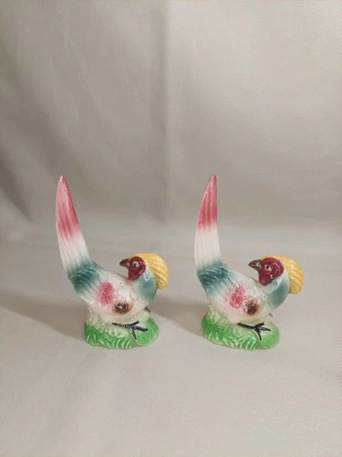 Vintage Pheasant Figurines Hand Painted Ceramic Birds Set of 2 - photo 2