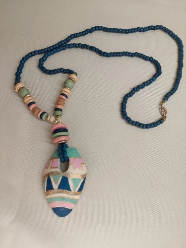 Hand-Painted Boho Beaded Necklace