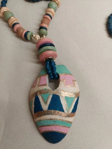 Hand-Painted Boho Beaded Necklace - photo 2