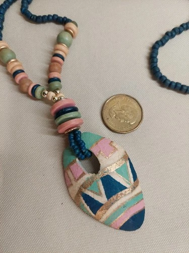Hand-Painted Boho Beaded Necklace - photo 4