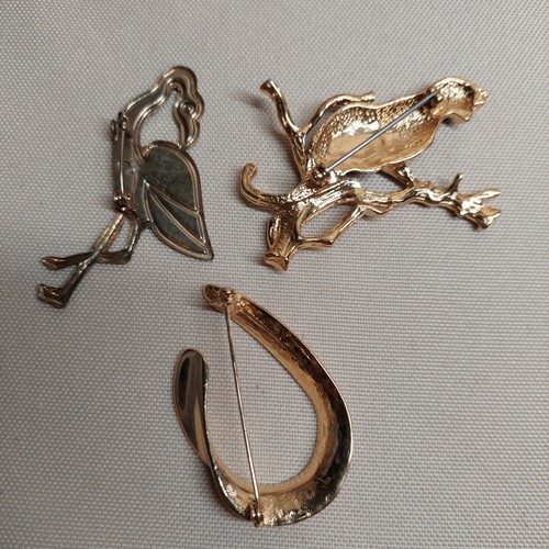 Vintage Animal Brooch Lot – Panther, Bird & Modernist Teardrop P - photo 3
