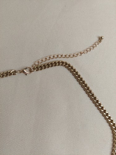 Gold Tone Statement Necklace Hammered Disc Bib Rhinestones - photo 3