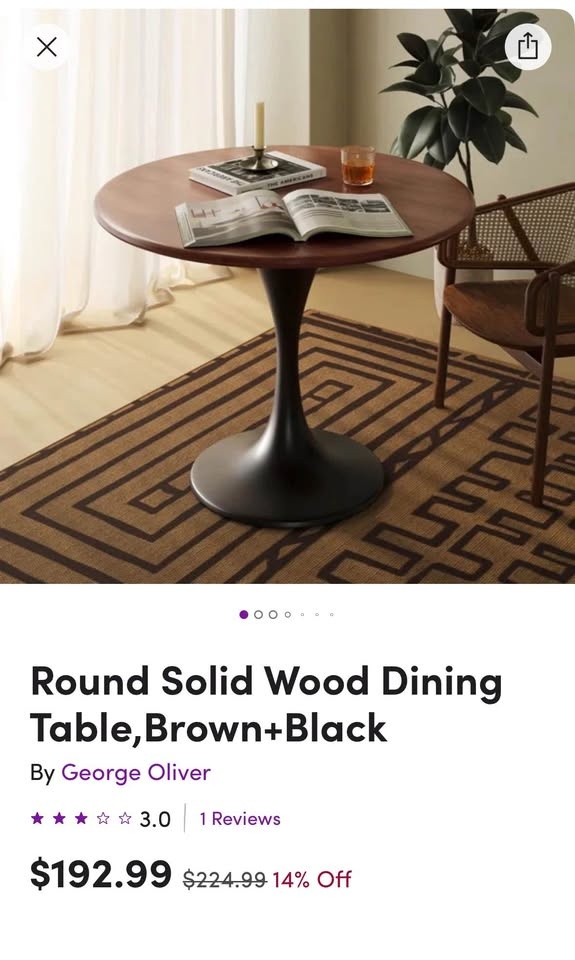 Wayfair 31.5” round solid wood dining table - TOP AND PEDESTALS - photo 4