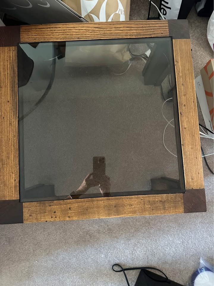 Side tables wood and glass