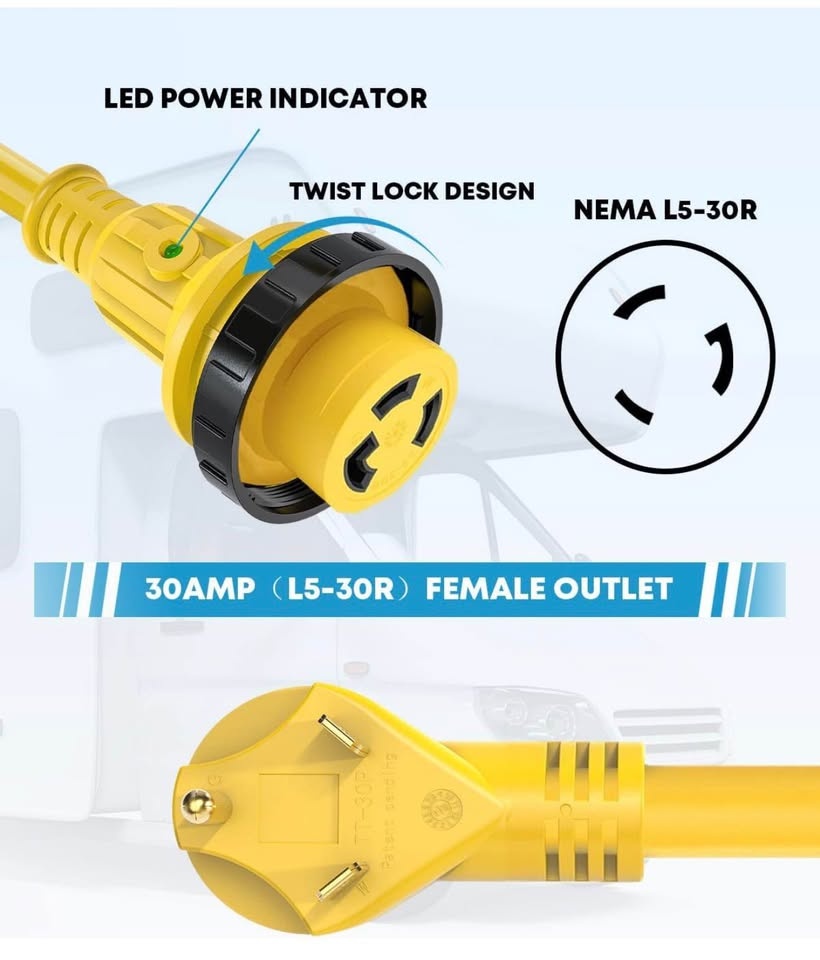 Kohree 25' RV Power Extension Cord 30 Amp - photo 2