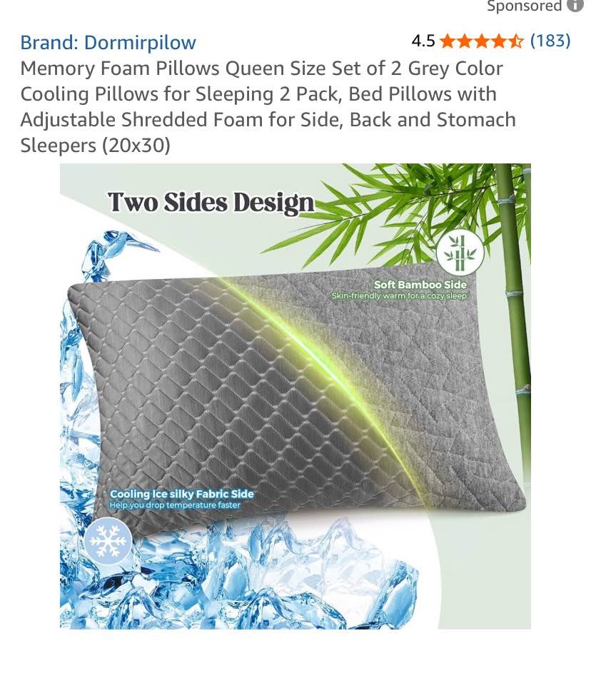 Cooling Memory Foam Pillow – King Size (New) - photo 3