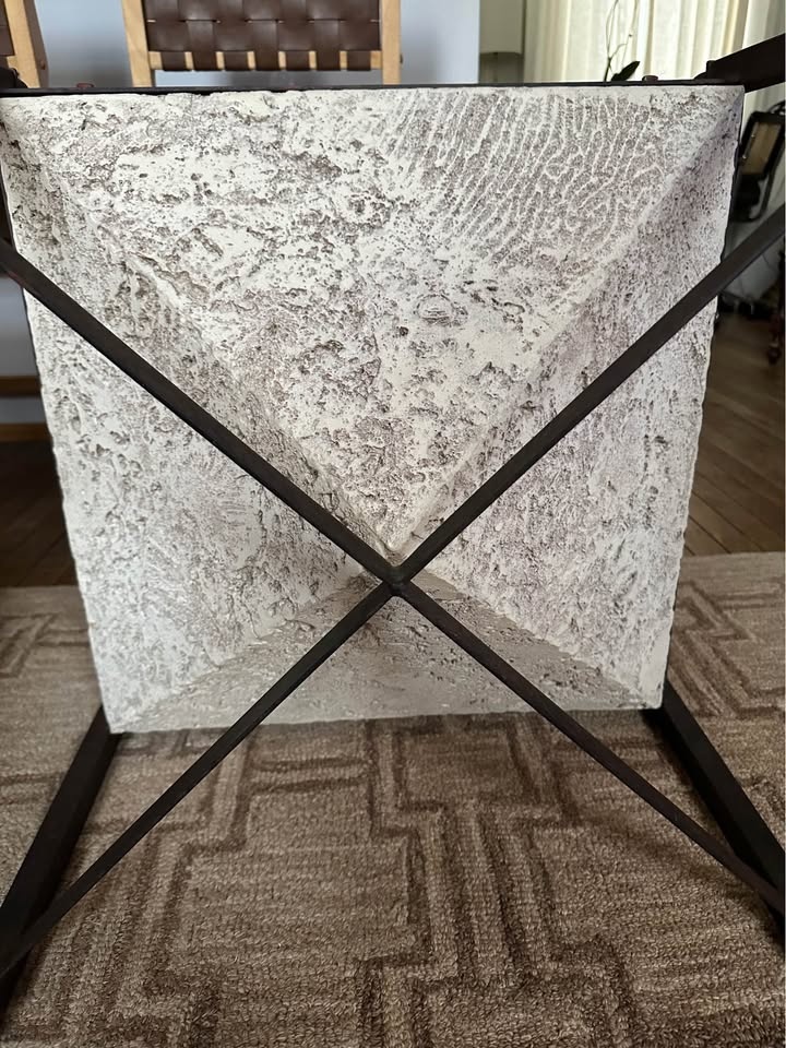 Solid Travertine Coffee Table with Iron Frame - photo 4