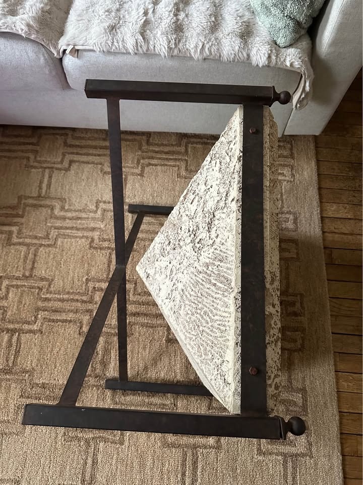 Solid Travertine Coffee Table with Iron Frame - photo 5