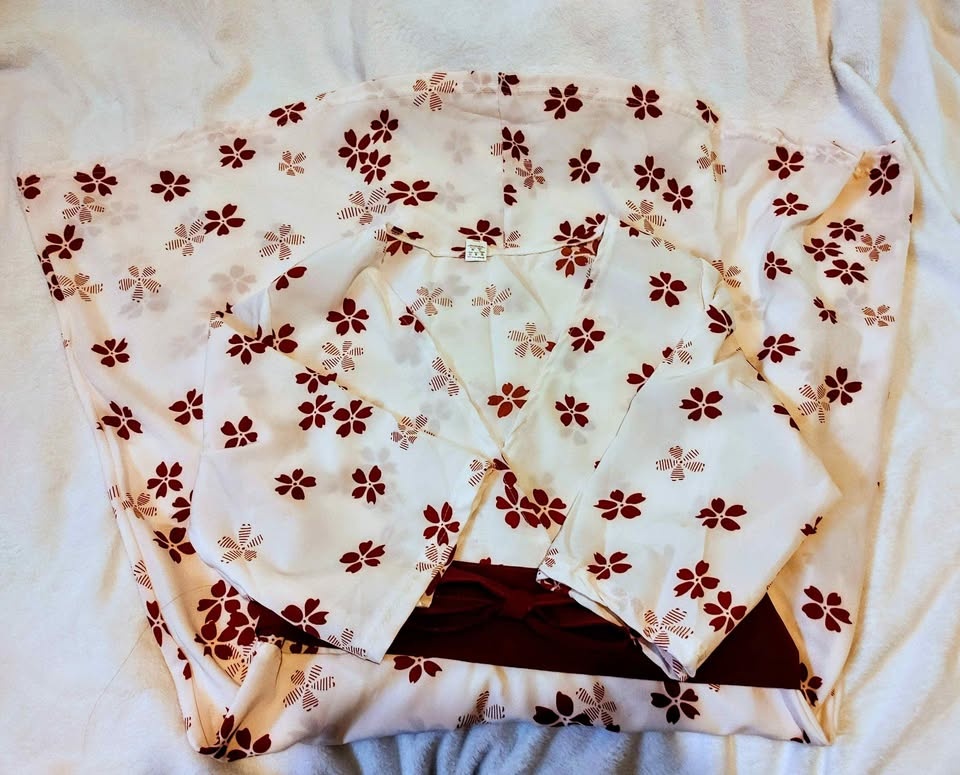 Floral Dress with Red Slash - M
