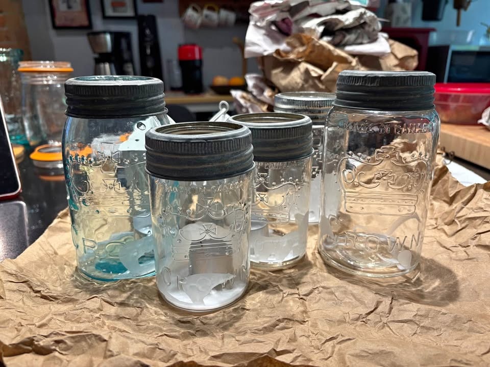 Vintage crown canning jars
