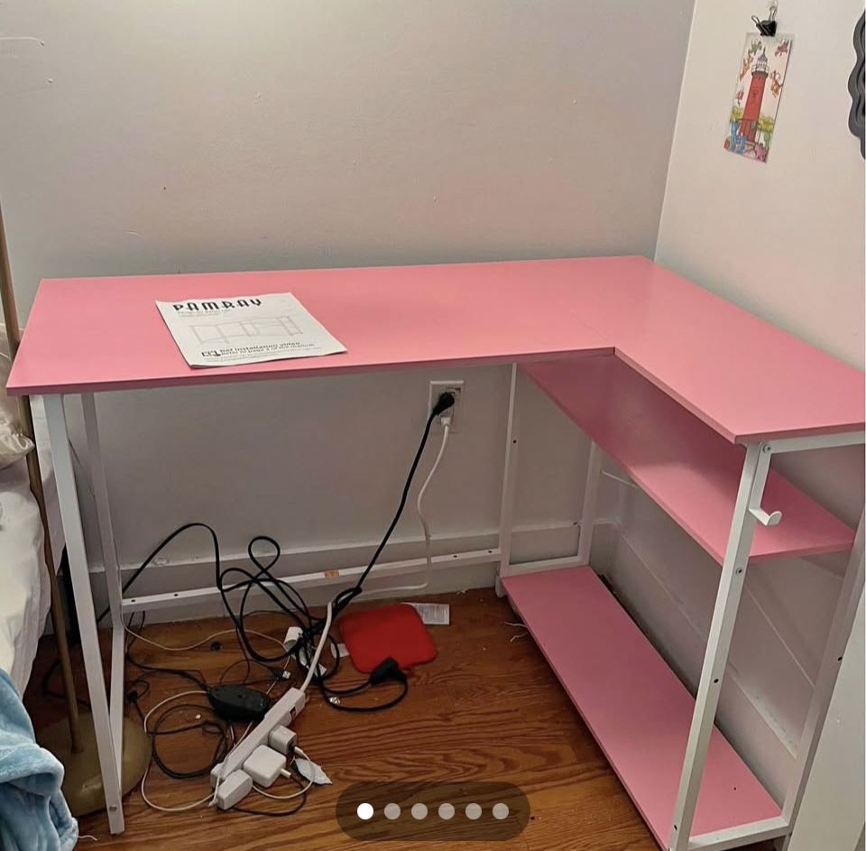 L- Shaped Desk With Shelves