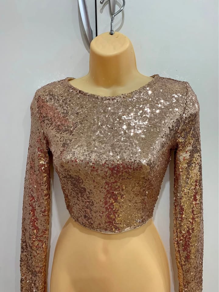 Crop top golden blazer cardigan