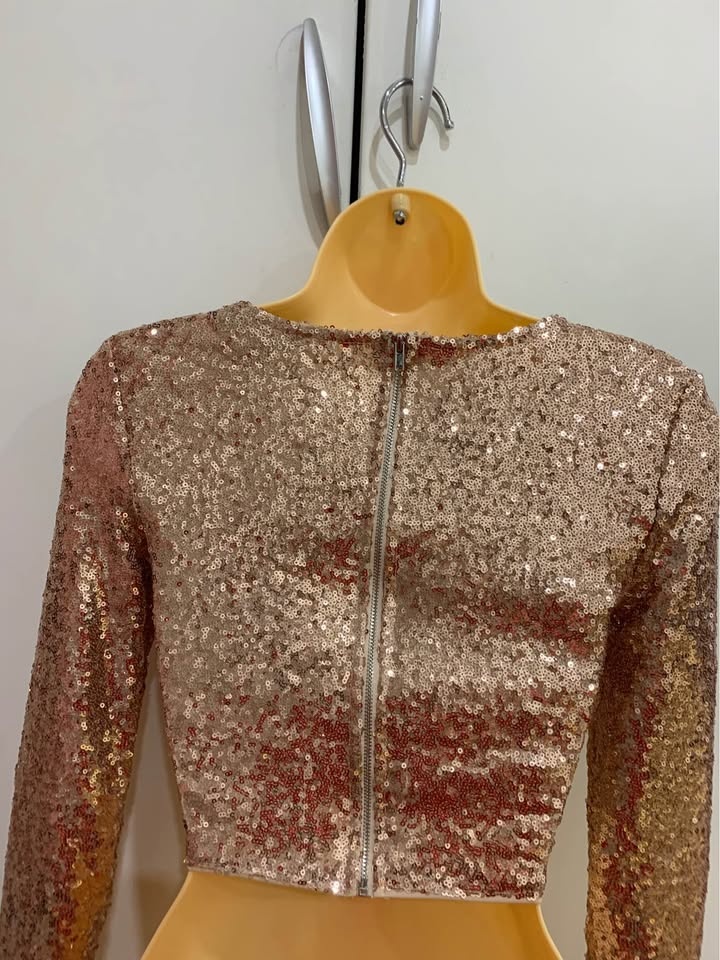 Crop top golden blazer cardigan - photo 2