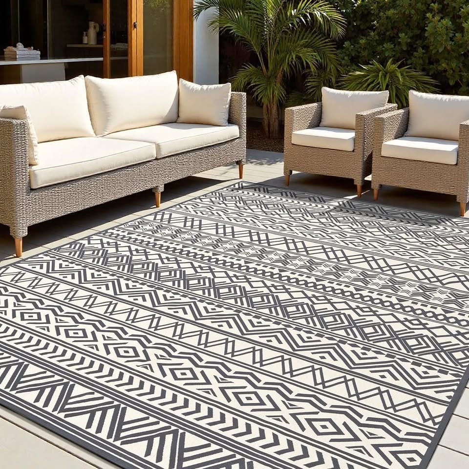 6x9 Outdoor Indoor Rugs Carpet, Blackish Grey