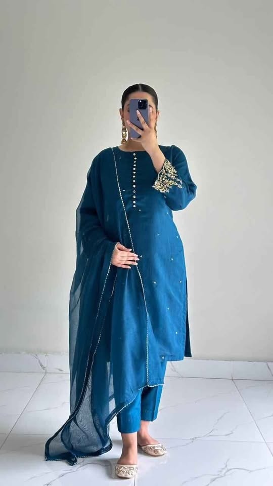 3 pcs khadi net suit - photo 2