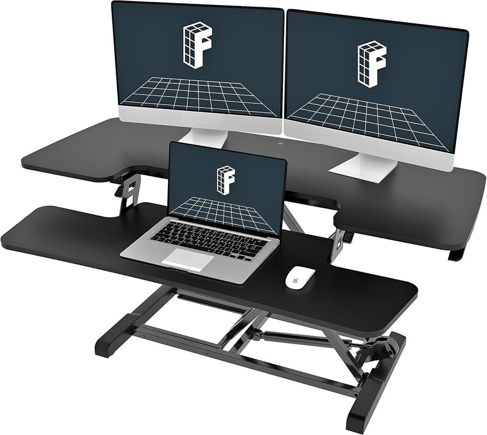 40" Standing Desk Converter, Office Desk Riser, Black | NEW | Fl