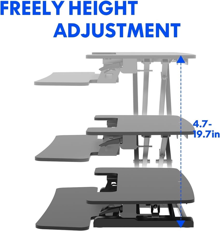 40" Standing Desk Converter, Office Desk Riser, Black | NEW | Fl - photo 3