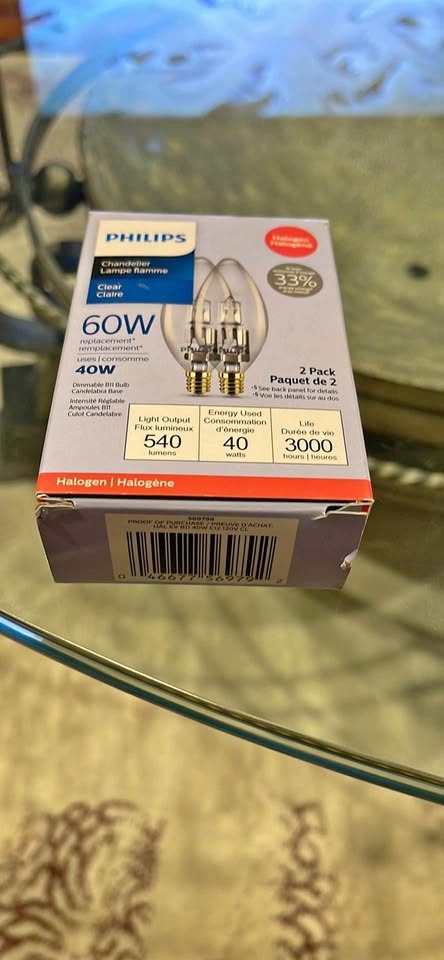 Philips 60W Halogen Chandelier Light Bulb (2-Pack)