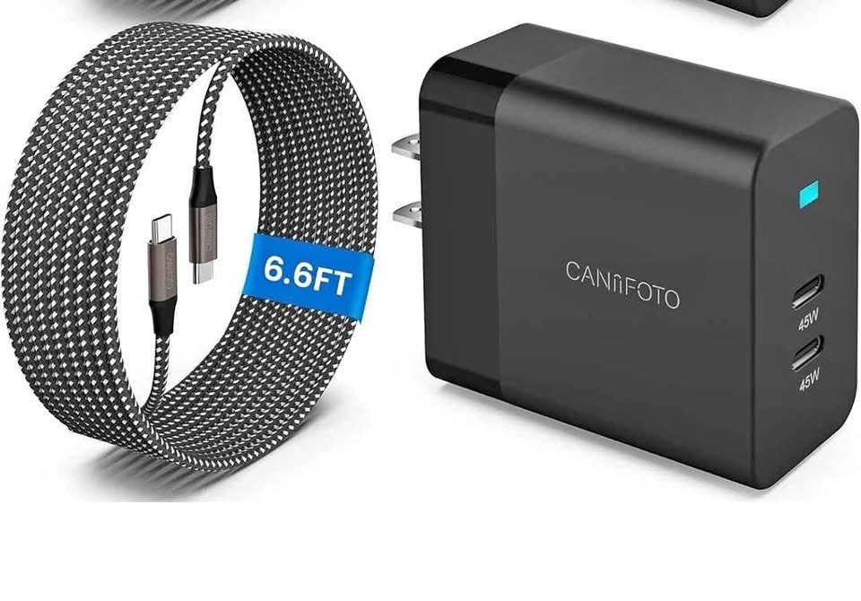 45watt x 2 wall charger and 6.6ft type c cable
