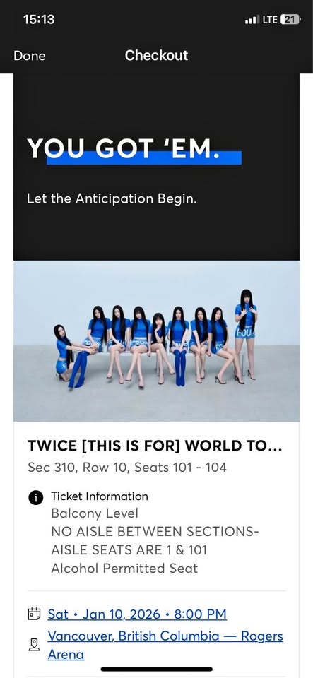 Vancouver TWICE tickets