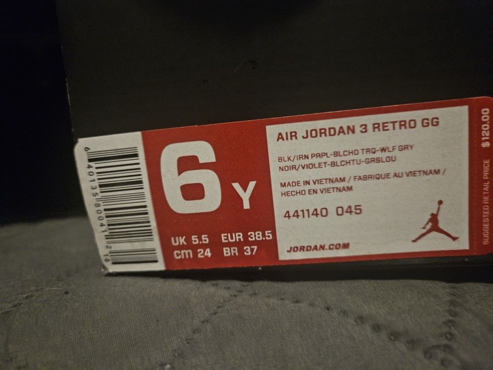 Air Jordan Retro 3 GG Size 6Y - photo 2