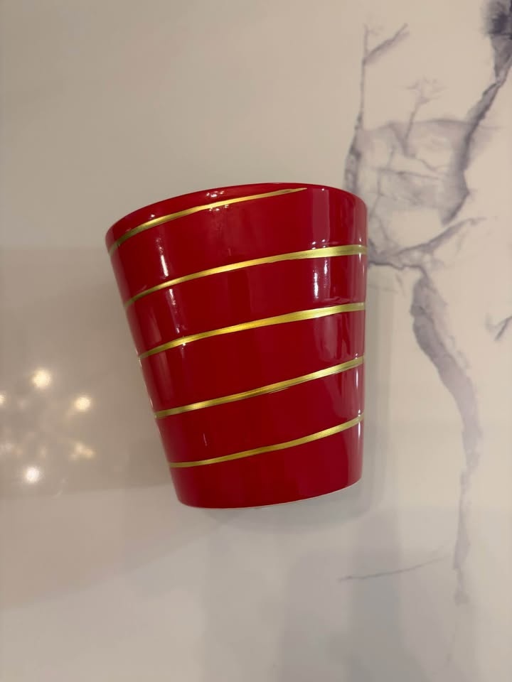 Festive Red & Gold Christmas Ceramic Flower Pot - photo 2