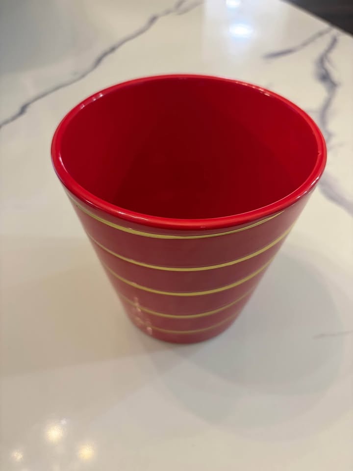 Festive Red & Gold Christmas Ceramic Flower Pot - photo 3