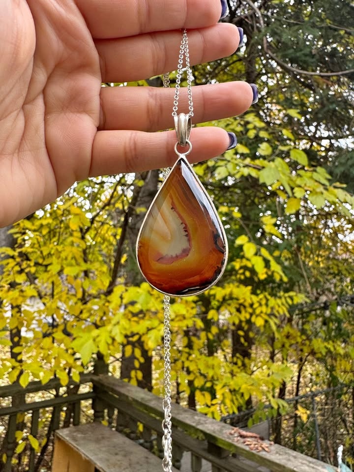 Agate Teardrop Necklace 925