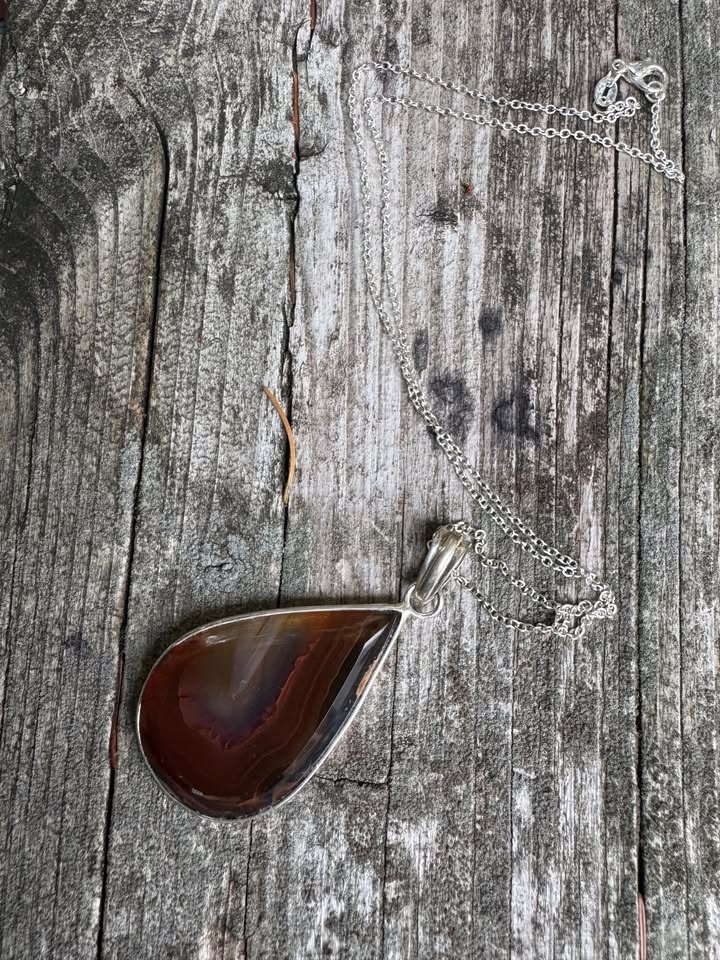 Agate Teardrop Necklace 925 - photo 2