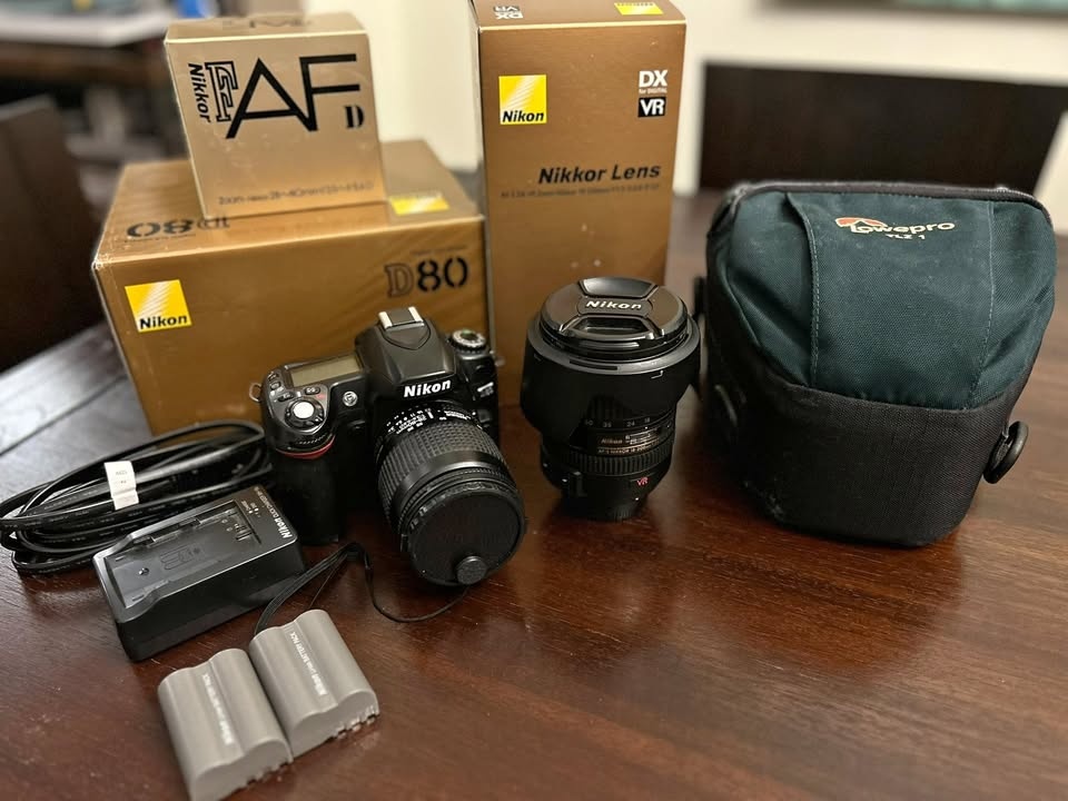 Nikon Camera Kit: D80 + 2 Lenses + Extra Battery + Bag