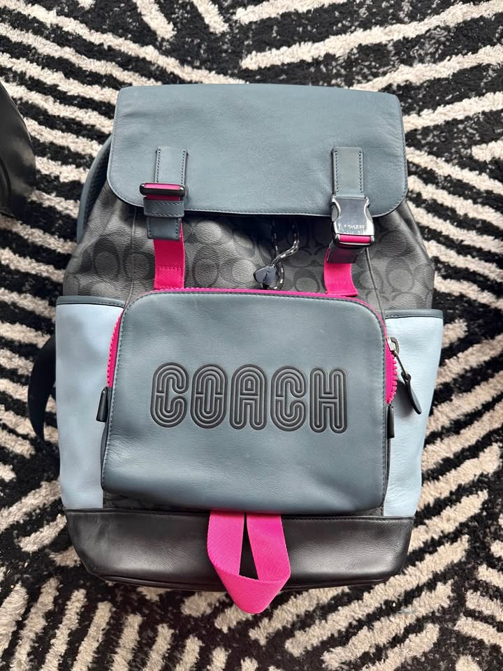 COACH Track Backpack In Colorblock Signature Canvas