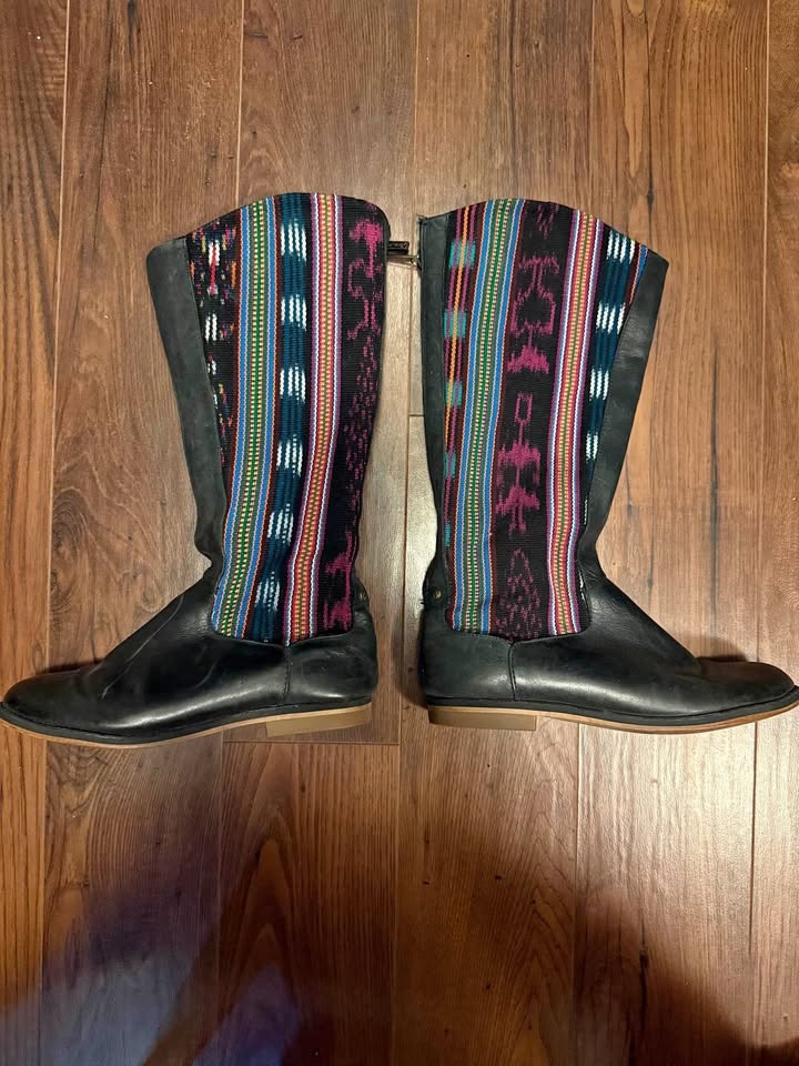 Reef Tall Leather Vintage Canvas Boots Size 9