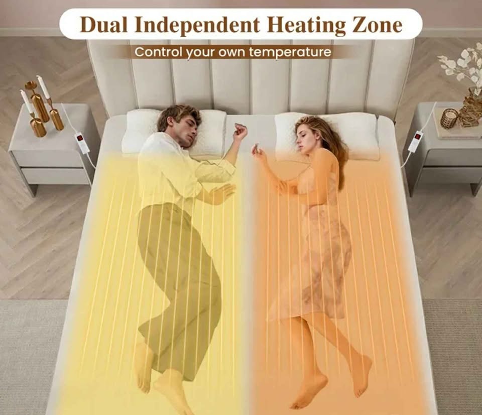 Electric Bed Warmer with Dual Control Heating Blanket, 9 Heat Se - photo 2