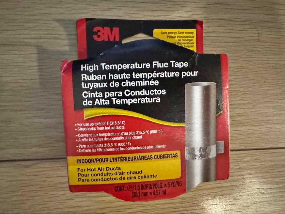 3M High-Temperature Flue Tape, 1.5" X 5 yd Silver