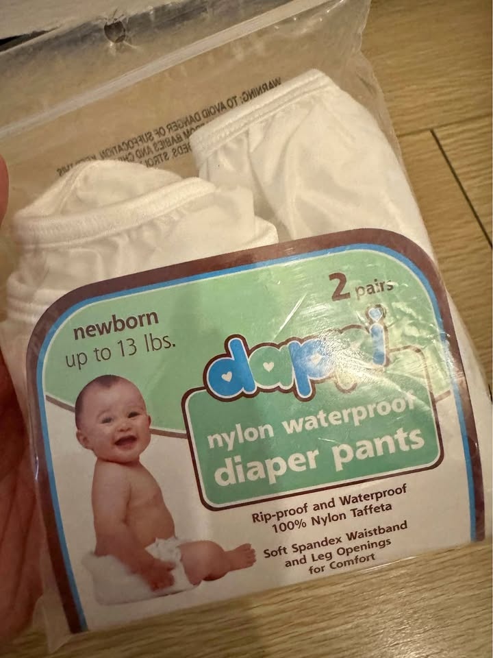 Dappi Waterproof Diaper Pants, 2 Pack, Newborn (White)