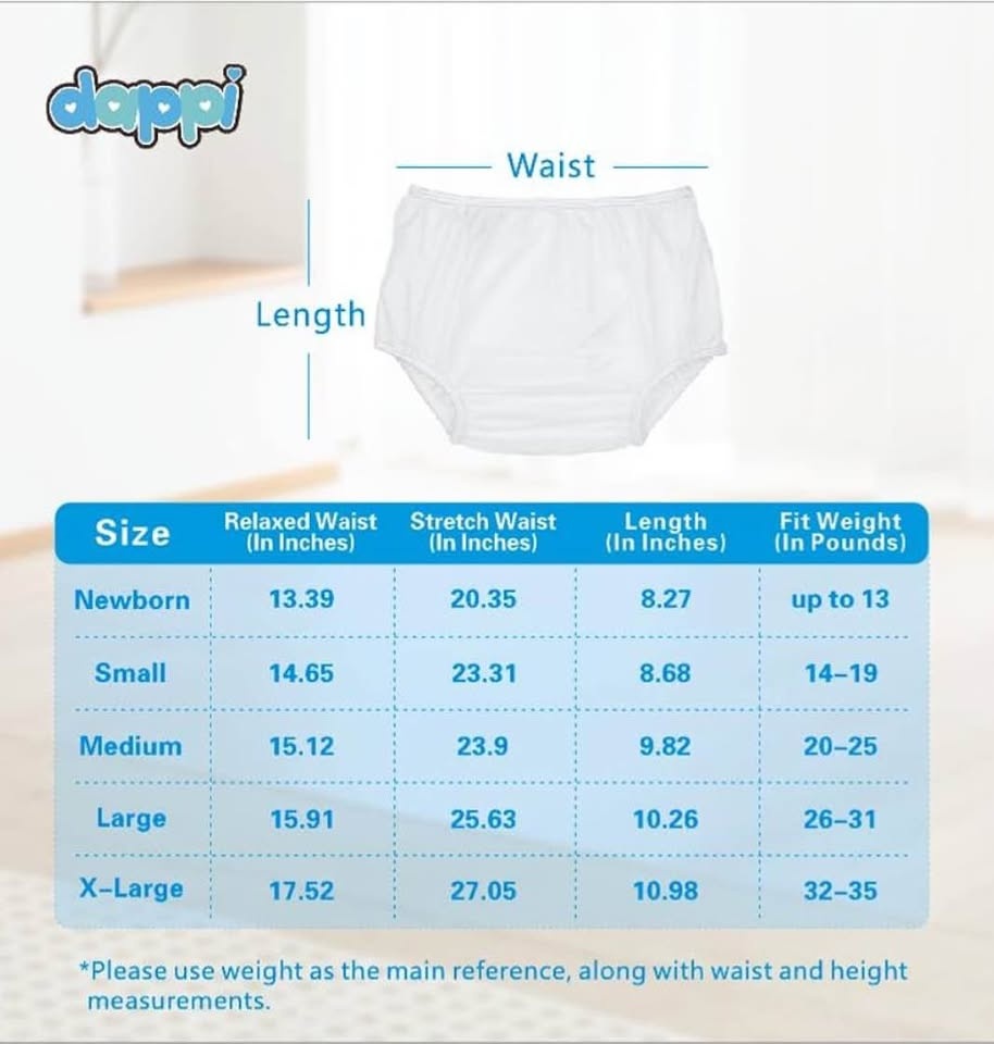 Dappi Waterproof Diaper Pants, 2 Pack, Newborn (White) - photo 3