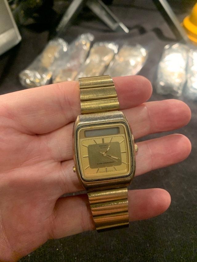 SEIKO super xool alarm chronograph rare gold plate