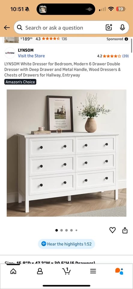 White 6 drawer dresser - photo 2